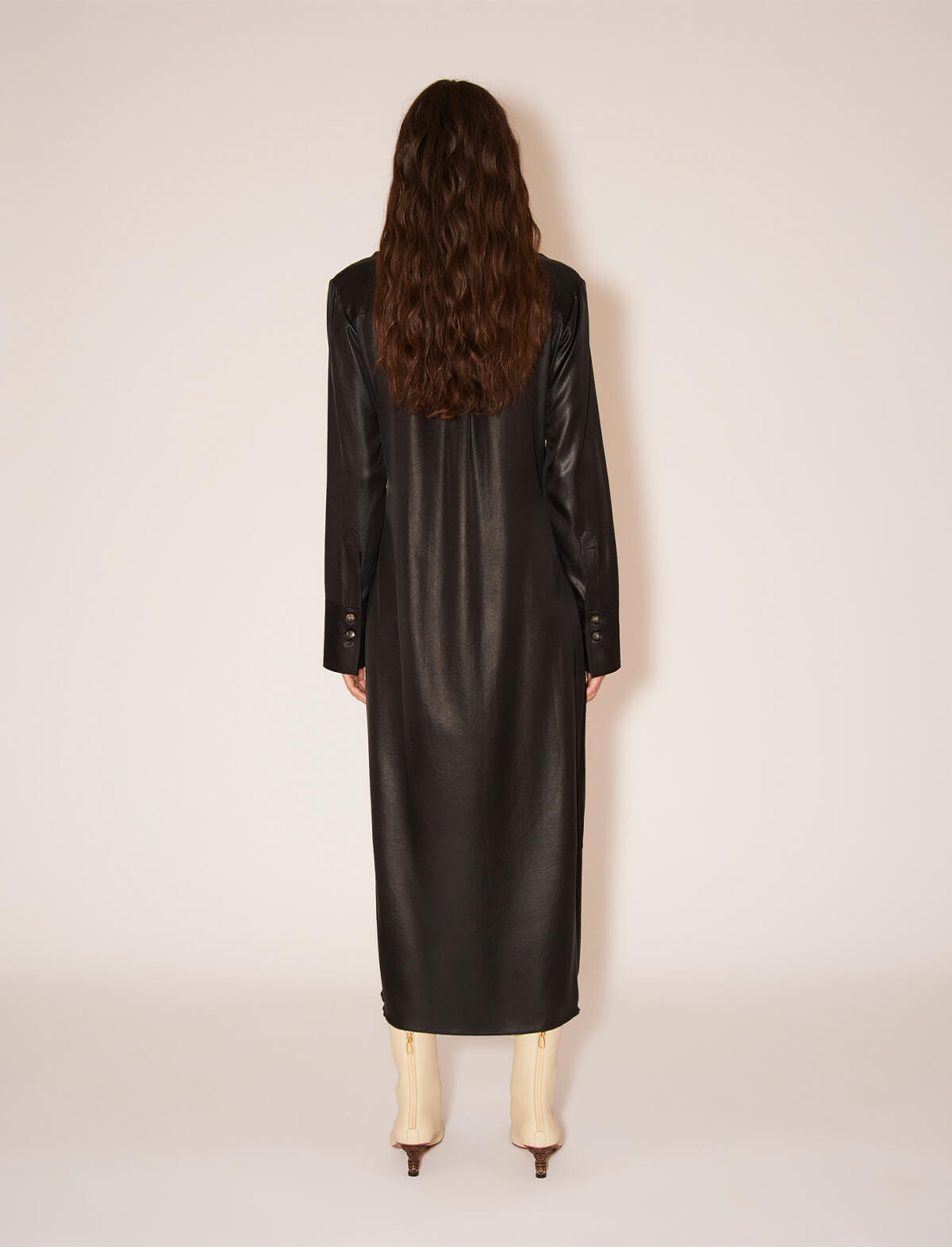 NANUSHKA Mamo Satin Shirt Dress in Black