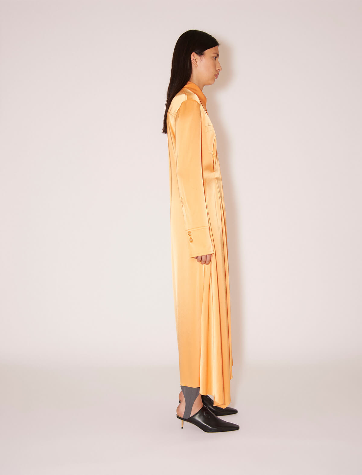 NANUSHKA Mamo Satin Shirt Dress in Tangerine