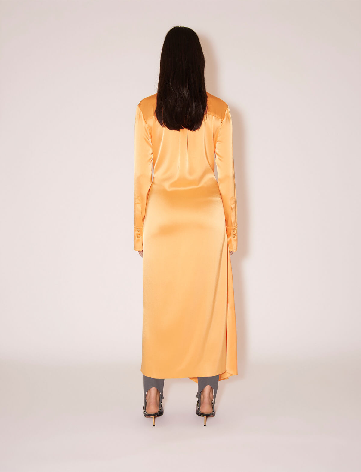 NANUSHKA Mamo Satin Shirt Dress in Tangerine