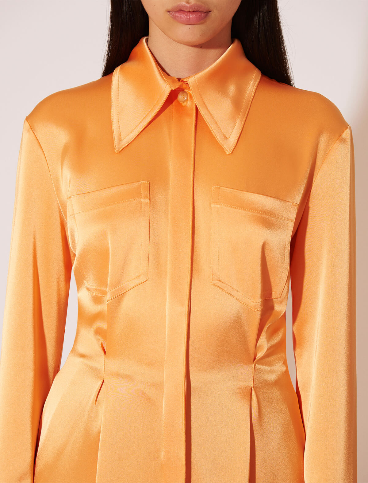 NANUSHKA Mamo Satin Shirt Dress in Tangerine