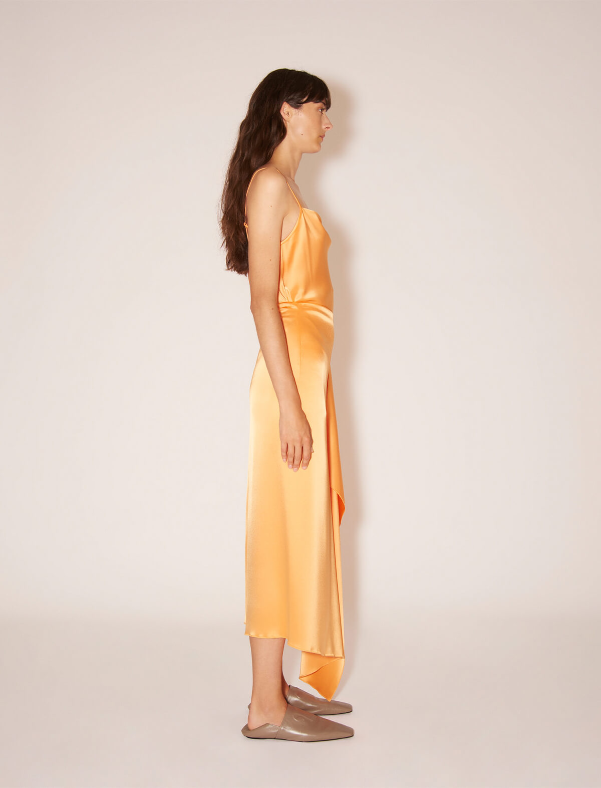 NANUSHKA Marta Satin Skirt in Tangerine