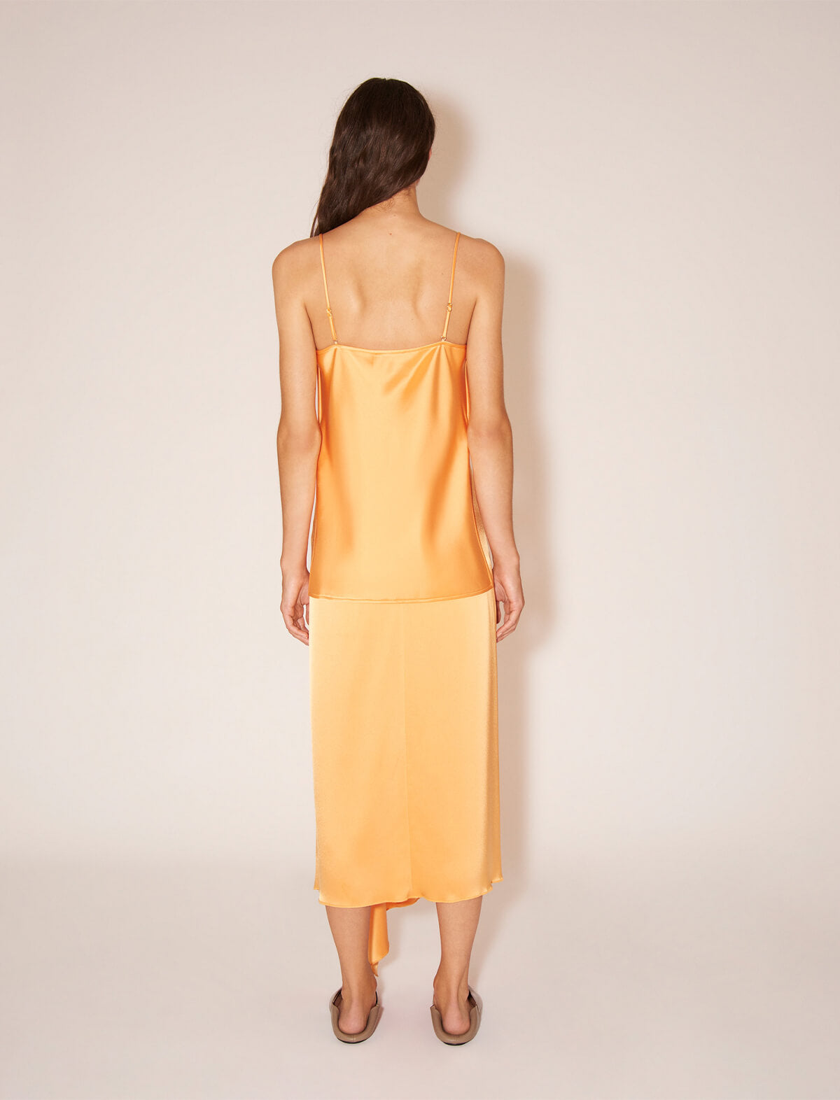 NANUSHKA Marta Satin Skirt in Tangerine