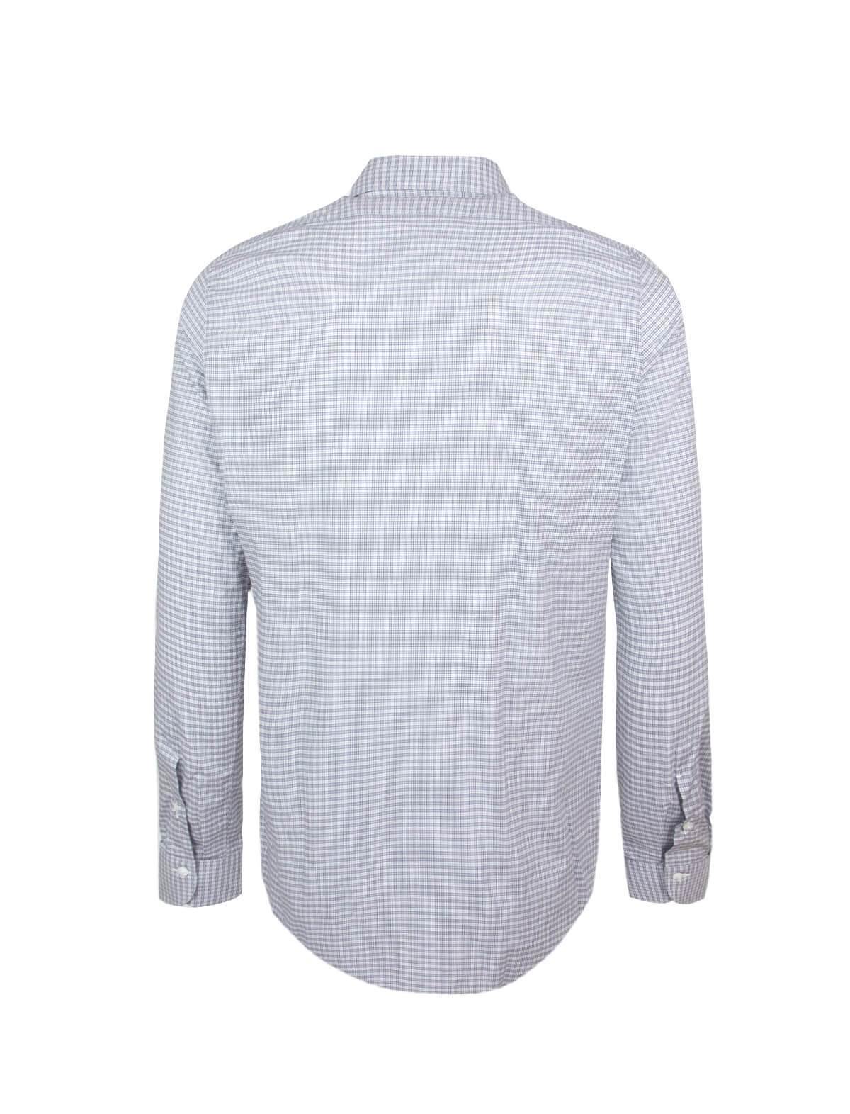 FINAMORE 1925 Milano Cotton Checked Shirt in White/ Blue | CLOSET Singapore