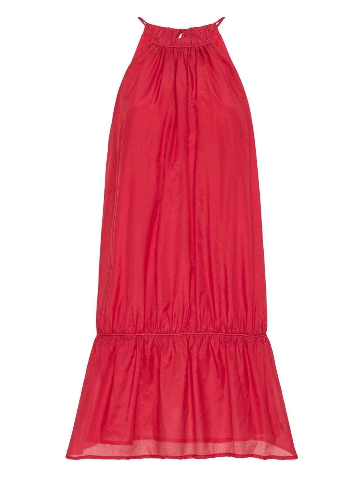 BIRD & KNOLL Mia Cotton-Silk Dress In Raspberry | CLOSET Singapore