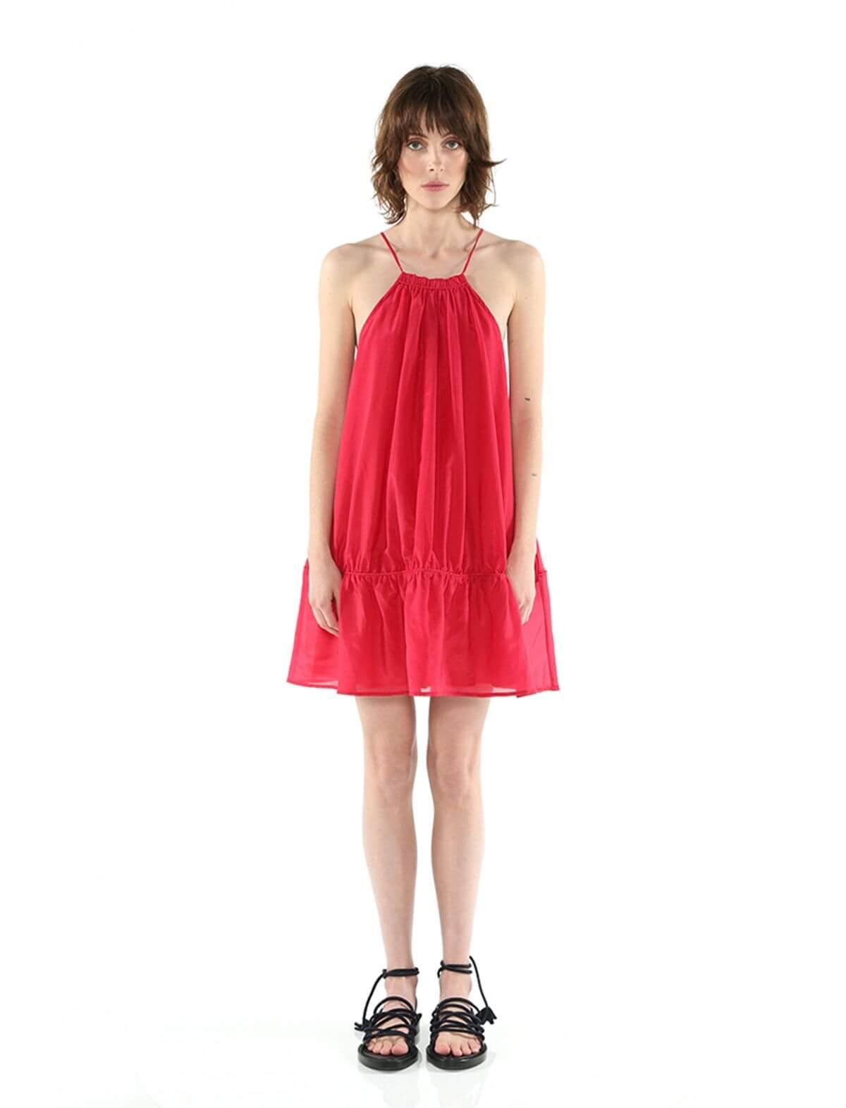 BIRD & KNOLL Mia Cotton-Silk Dress In Raspberry | CLOSET Singapore