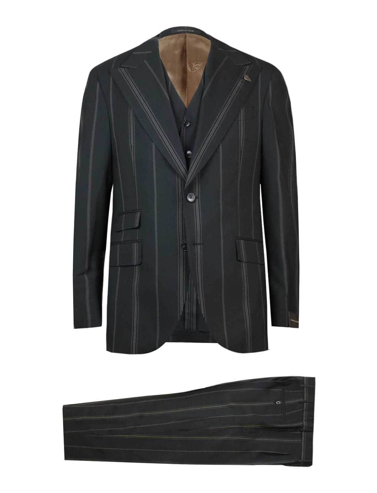 GABRIELE PASINI Milano 3-Piece Suit in Black/ Multi Stripes