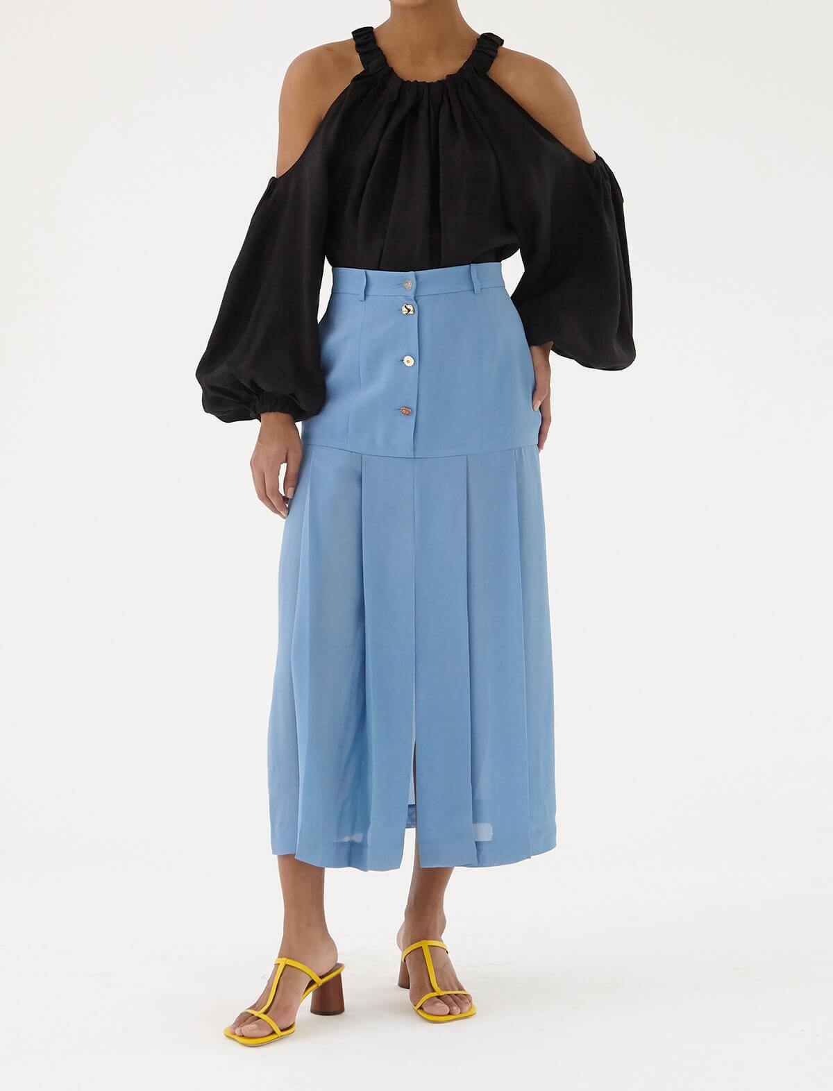 REJINA PYO Miller Viscose Skirt In Blue | CLOSET Singapore