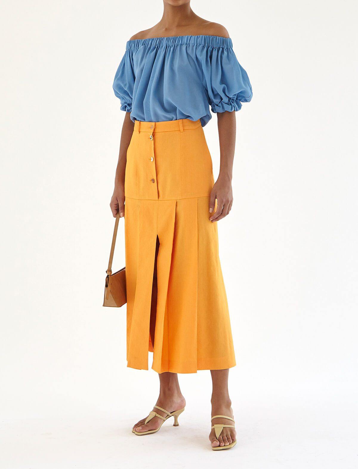 REJINA PYO Miller Viscose Blend Skirt In Orange | CLOSET Singapore