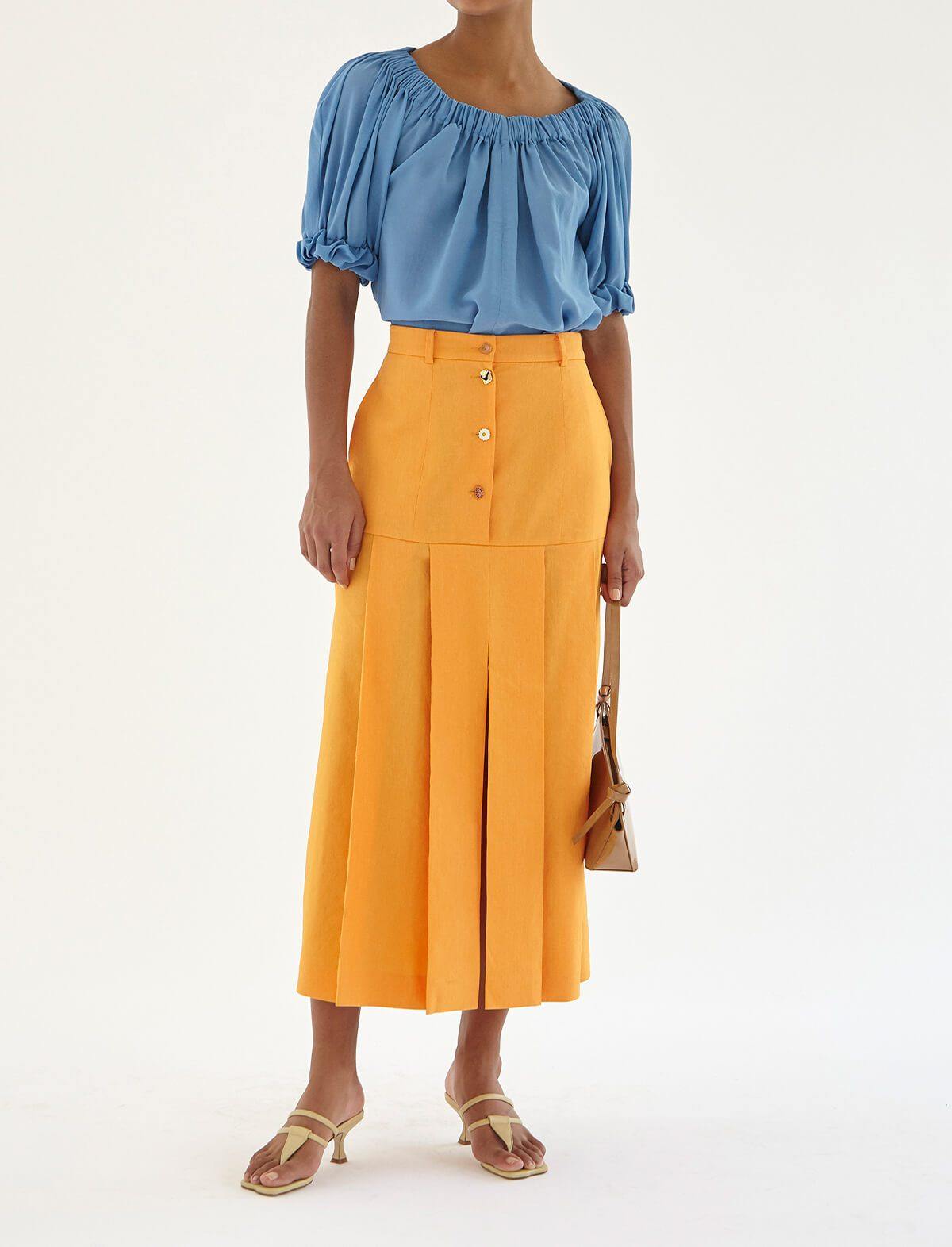 REJINA PYO Miller Viscose Blend Skirt In Orange | CLOSET Singapore