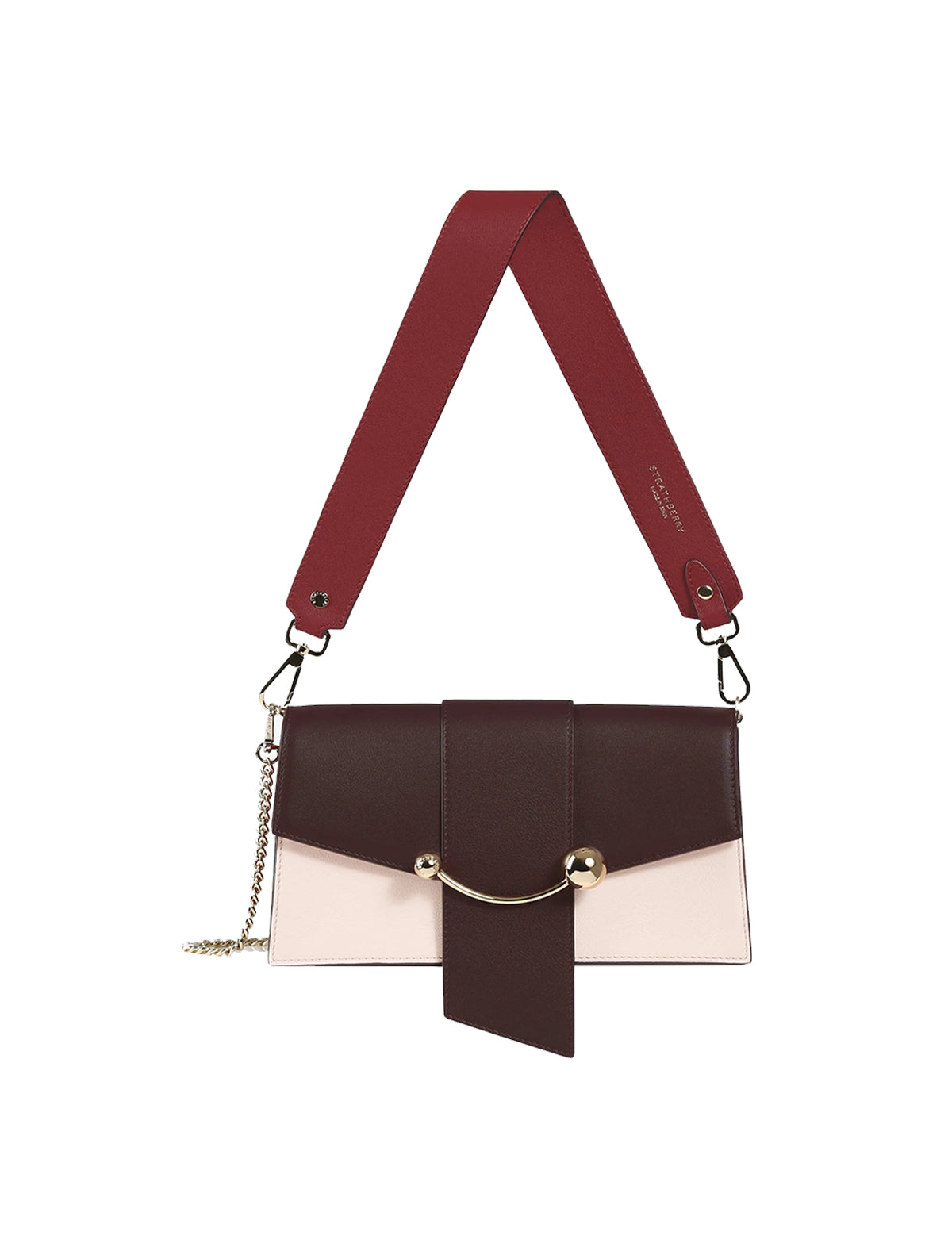 STRATHBERRY Mini Crescent Bag in Claret/Soft Pink/Burgundy