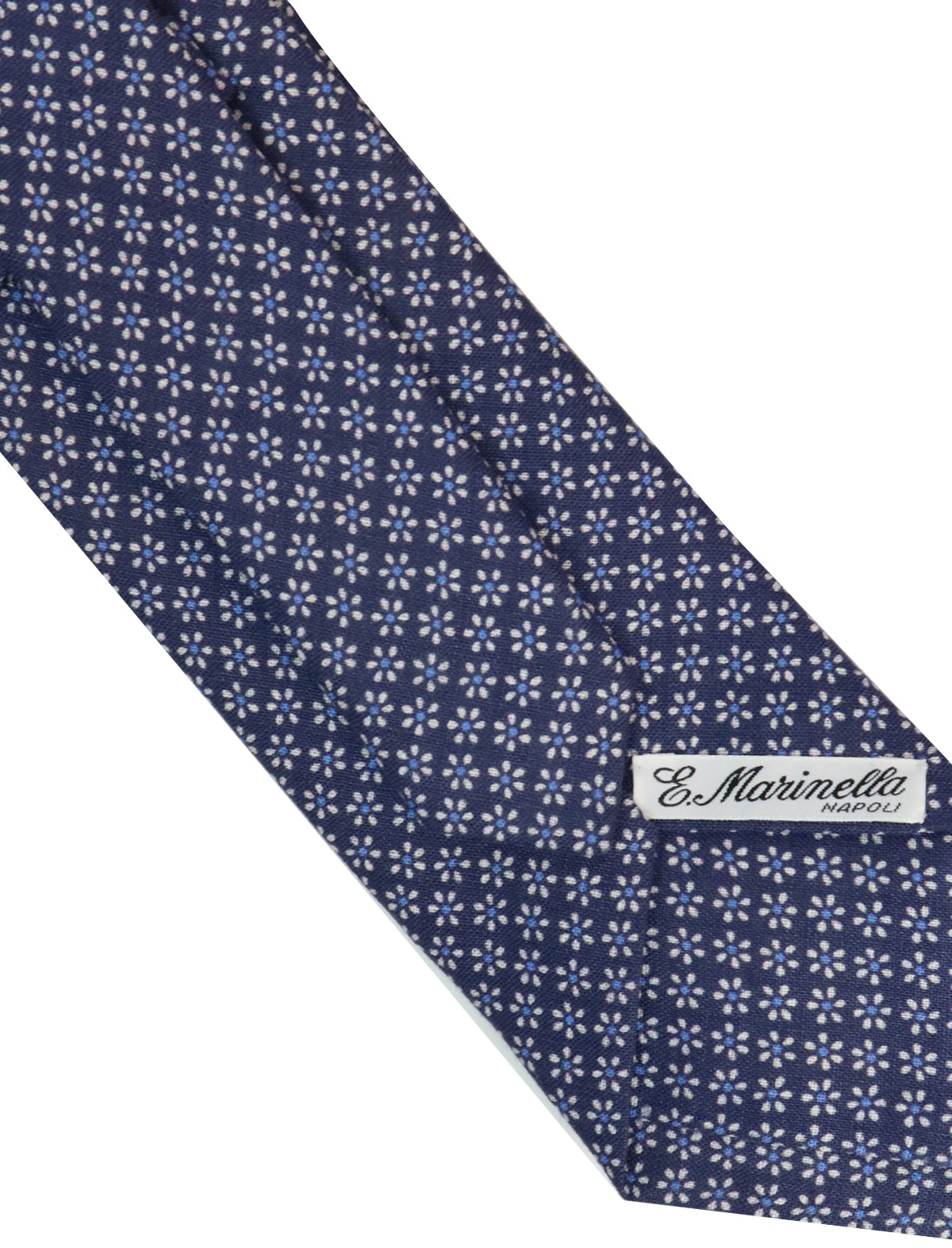 E.Marinella Linen Floral Tie in Navy