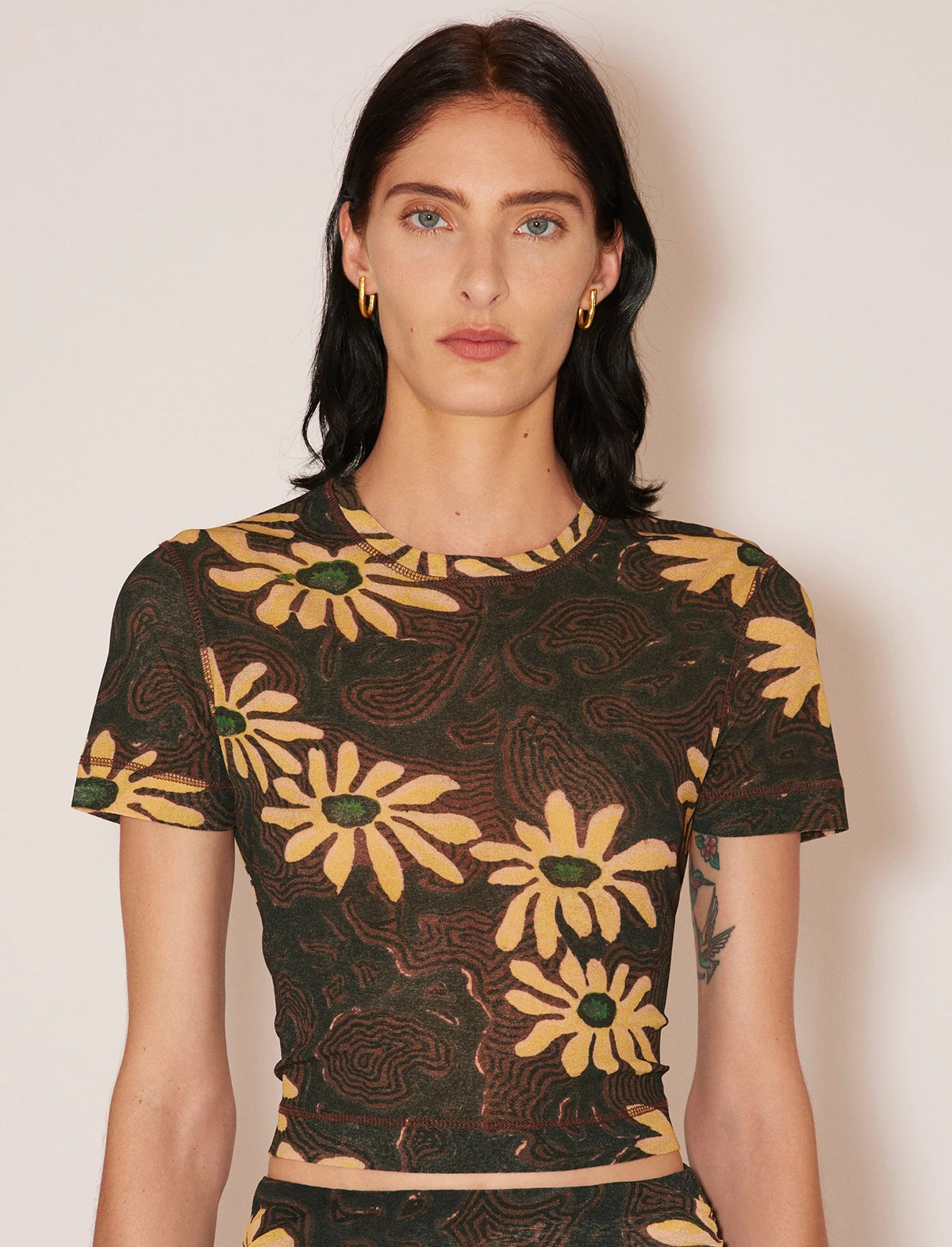 NANUSHKA Nilo T-Shirt in Arte Povera Floral Black