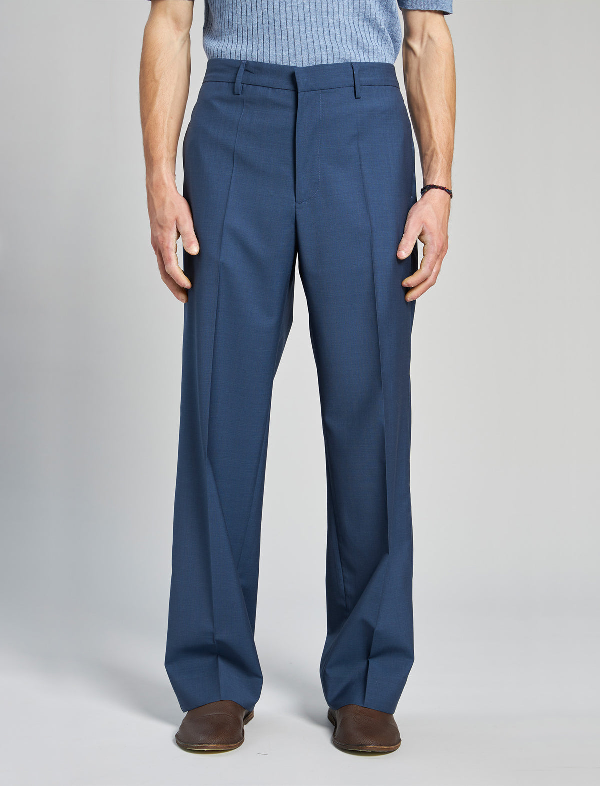 BARENA VENEZIA Wide-Legged Wool Trousers in Blue