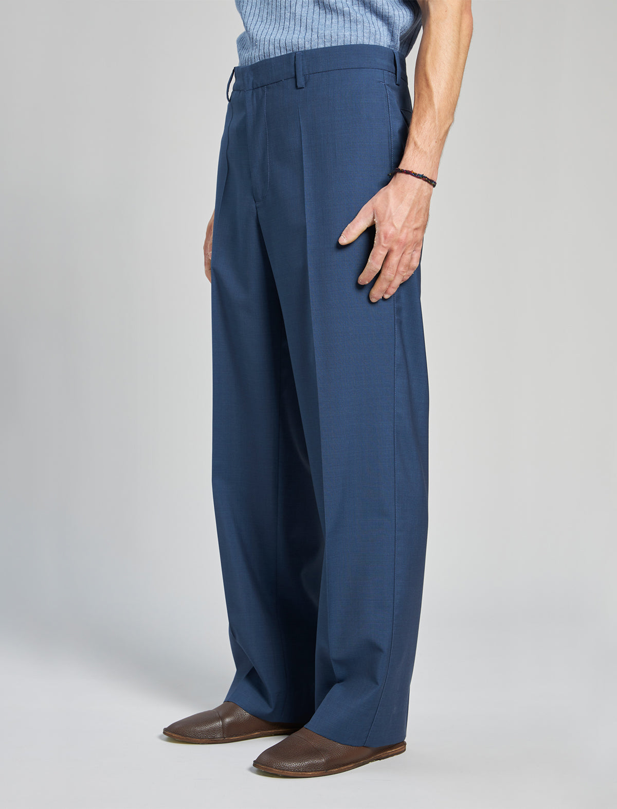 BARENA VENEZIA Wide-Legged Wool Trousers in Blue