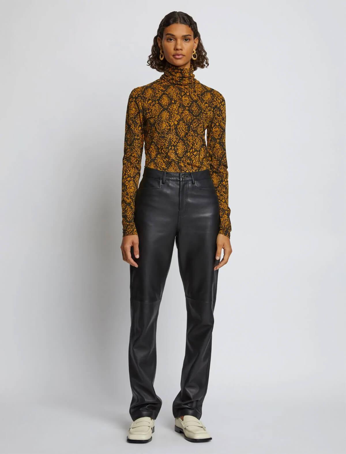 PROENZA SCHOULER WHITE LABEL Jersey Turtleneck Top In Gold | CLOSET Singapore