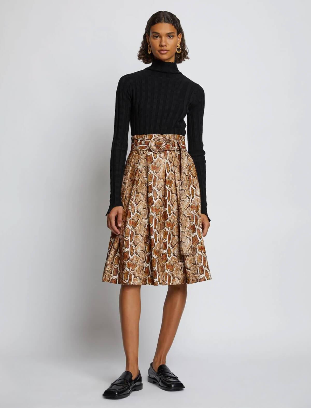 PROENZA SCHOULER WHITE LABEL Pleated Skirt in Cider Snake Print | CLOSET Singapore
