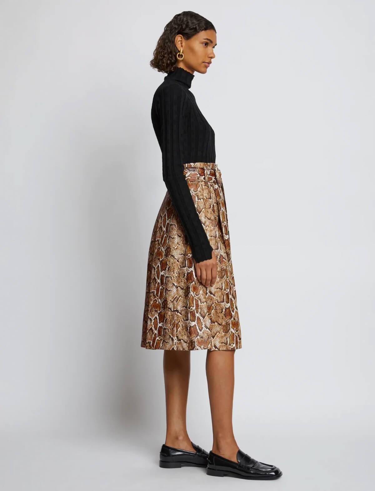 PROENZA SCHOULER WHITE LABEL Pleated Skirt in Cider Snake Print | CLOSET Singapore