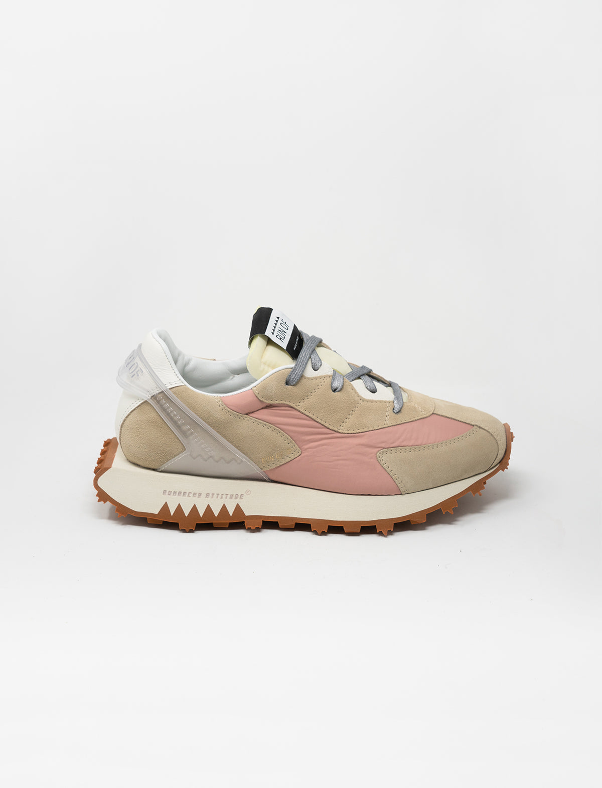 RUN OF Piggy Sneakers in Pink and Beige Multi