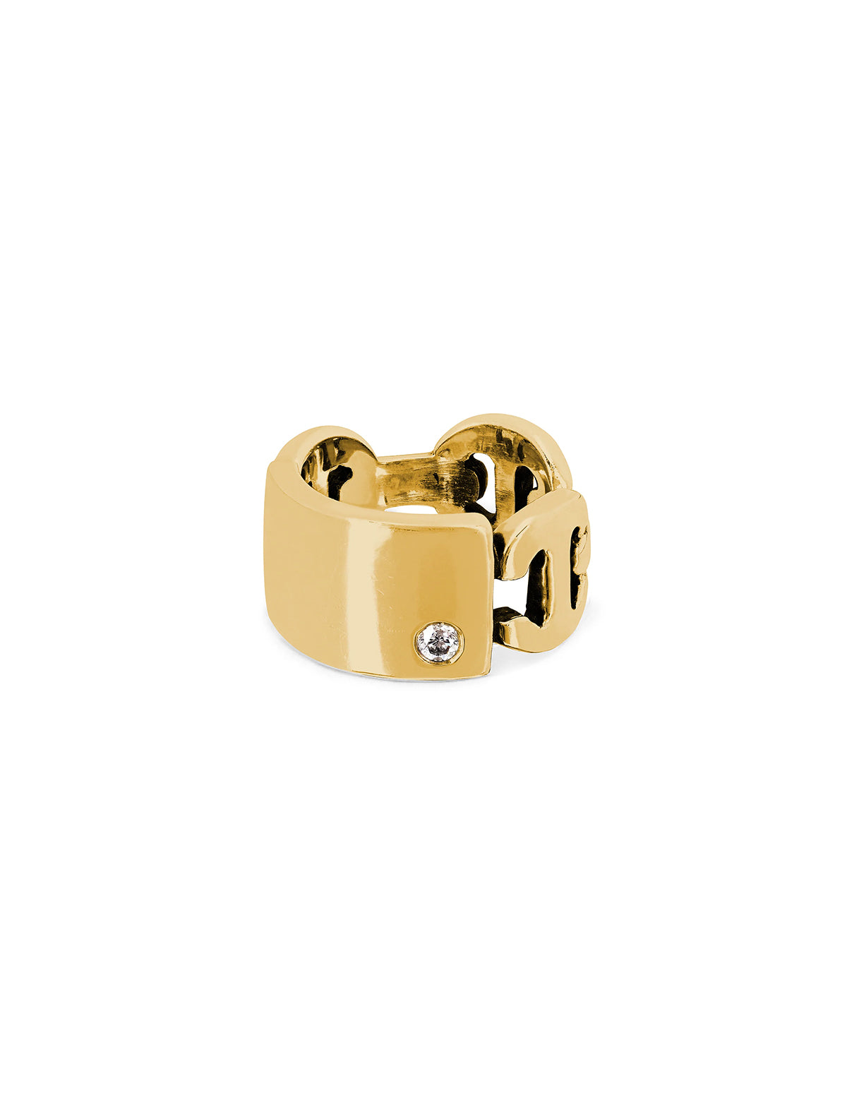 HOORSENBUHS Plate with Diamond Kiss Ring 18k Yellow Gold