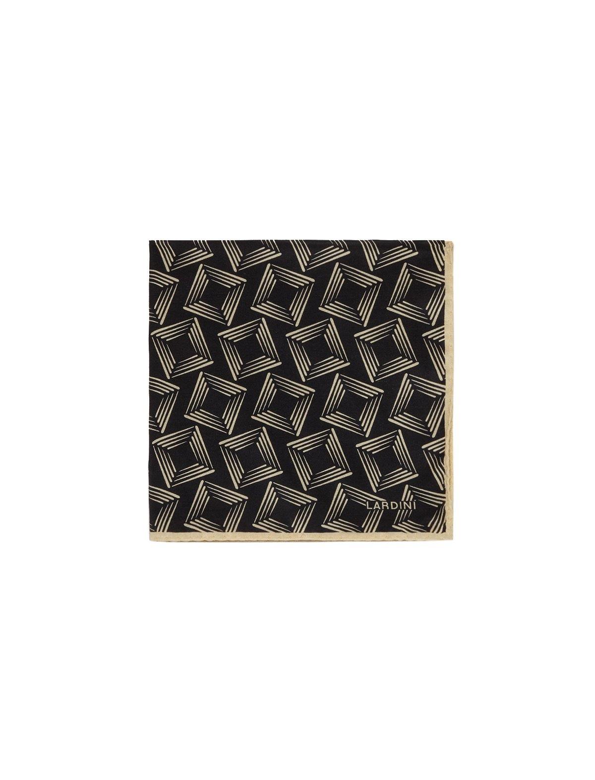 LARDINI Silk Blend Pocket Square in Geometric Print | CLOSET Singapore