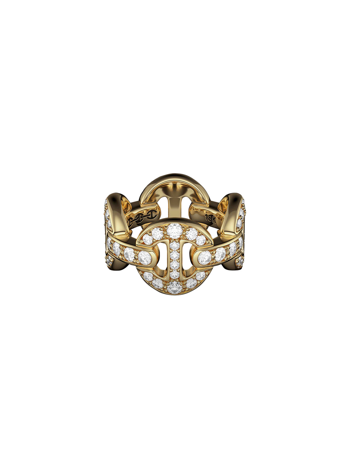 HOORSENBUHS Quad Link Antiquated Ring 18k Yellow Gold