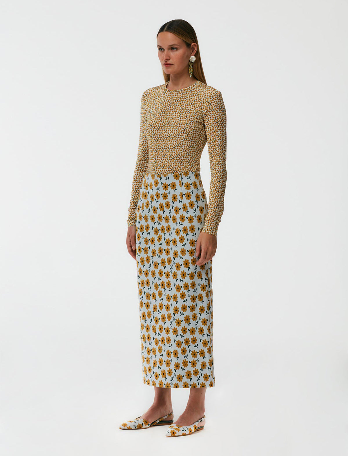 TIBI Flora Jacquard Pencil Skirt