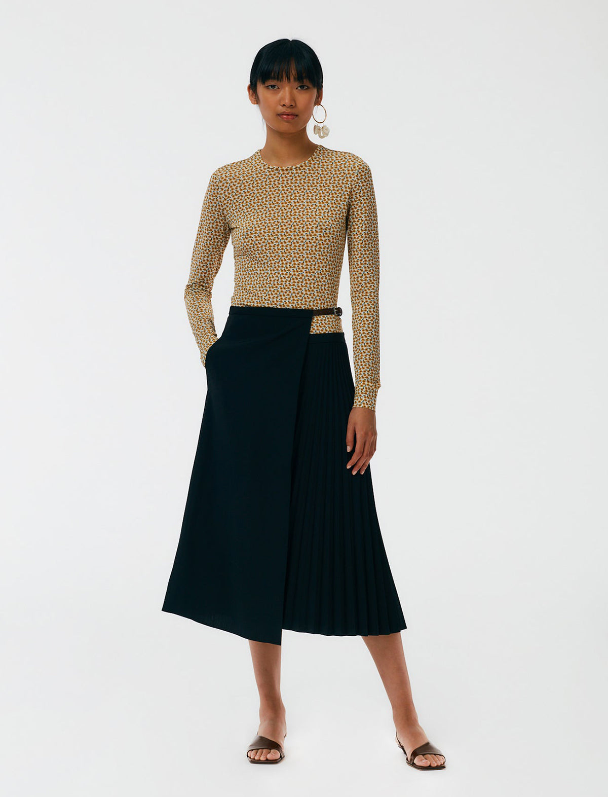 TIBI Flora on Jersey Long Sleeve Top