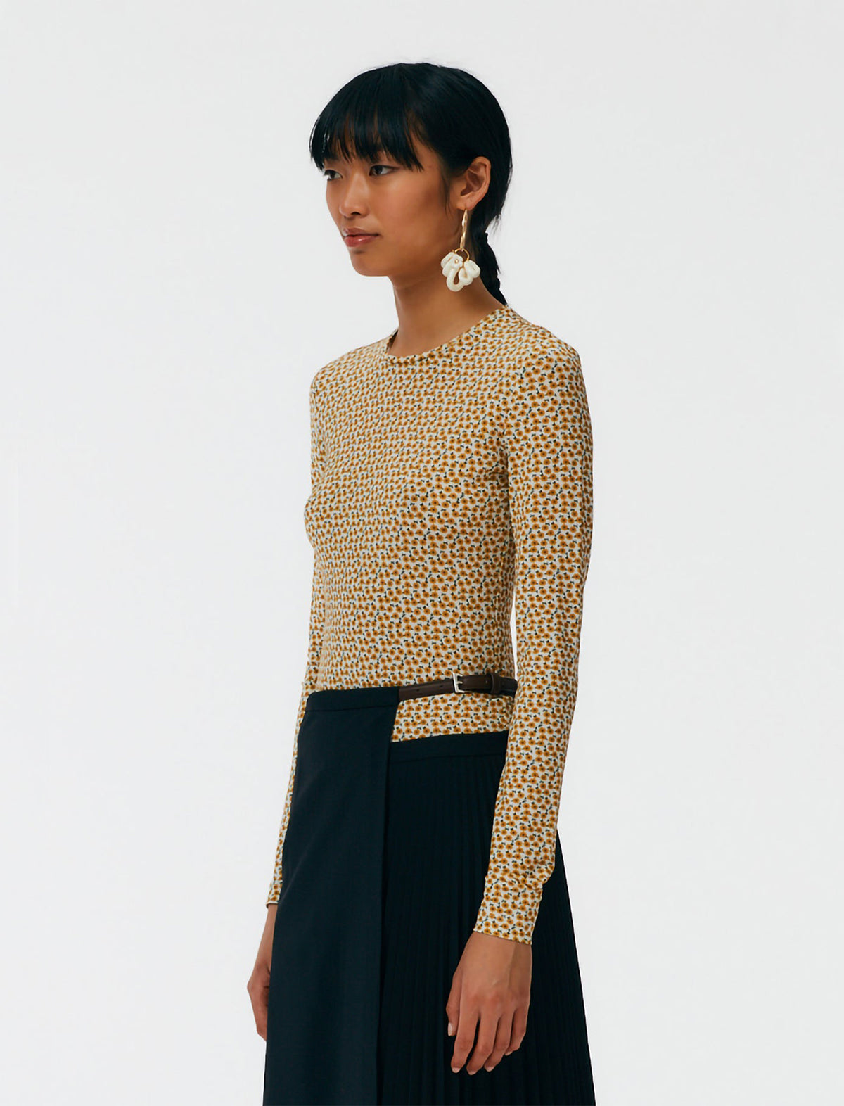TIBI Flora on Jersey Long Sleeve Top