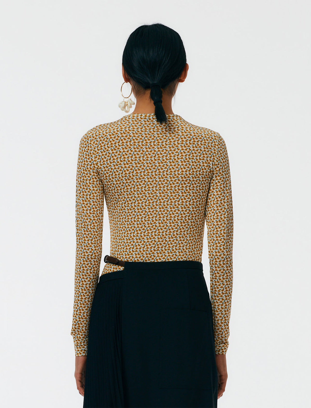 TIBI Flora on Jersey Long Sleeve Top