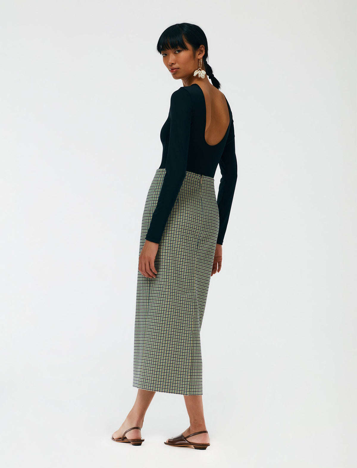 TIBI Stretch Scoop-back Bodysuit in Black