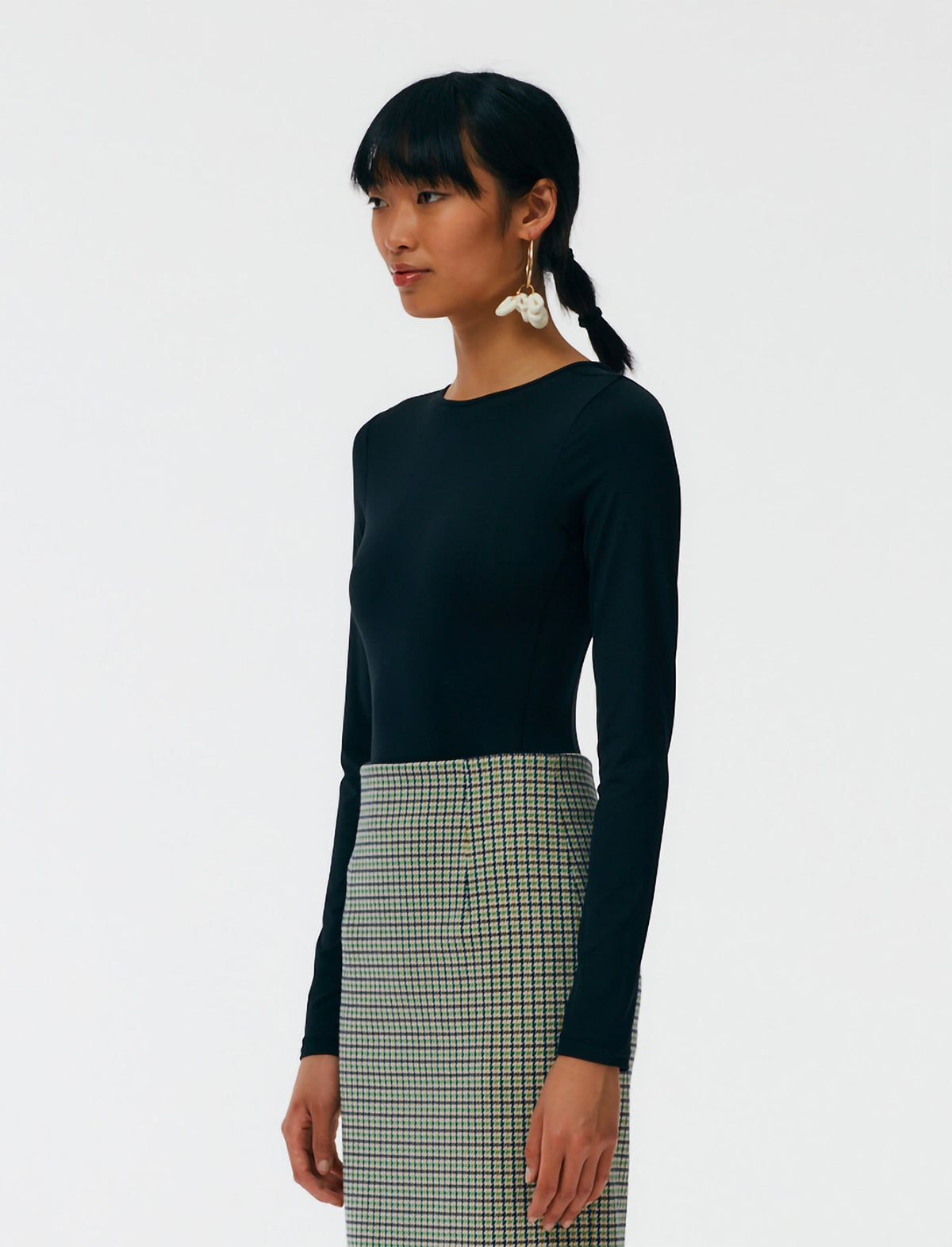 TIBI Stretch Scoop-back Bodysuit in Black