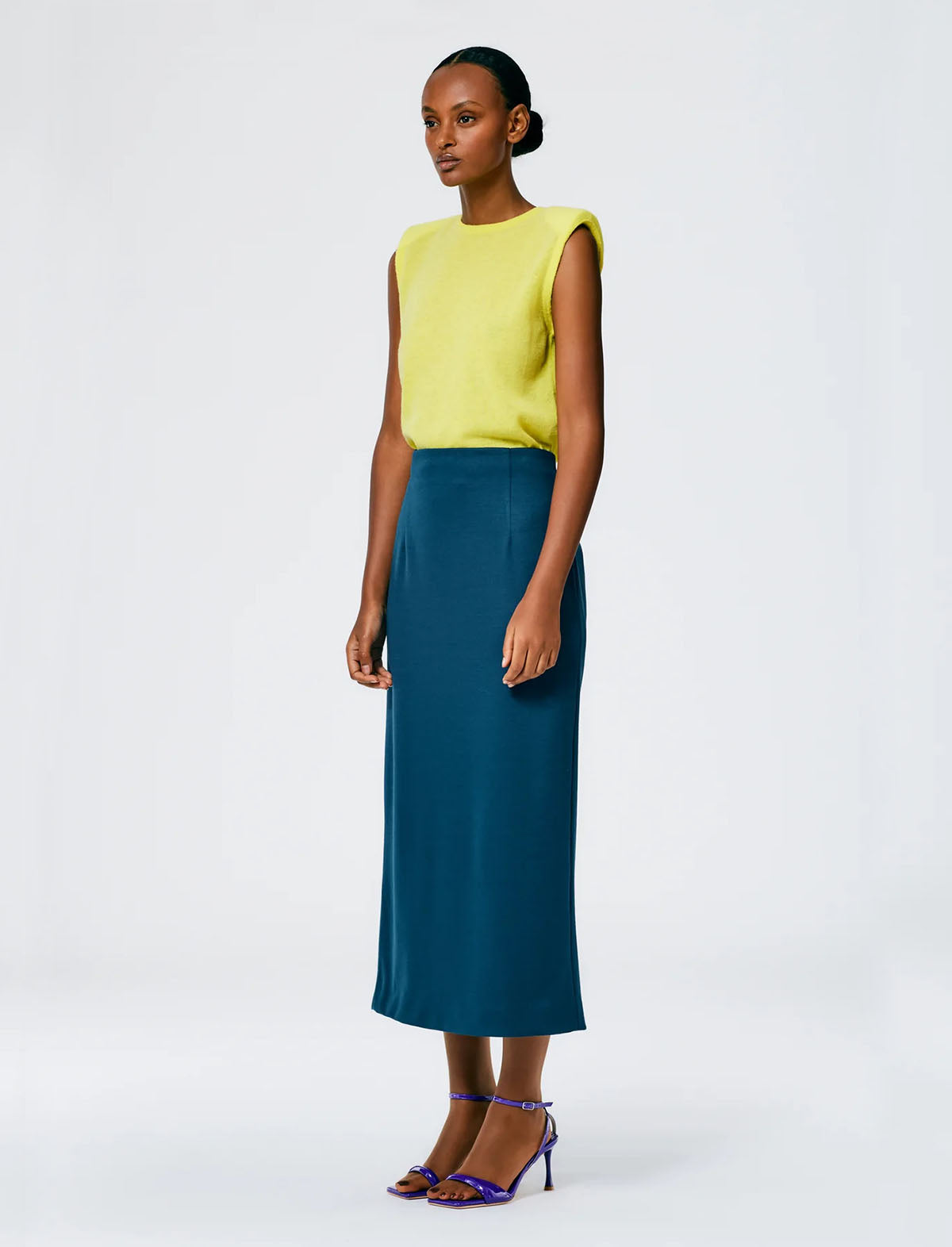 Tibi Structured Knit Pencil Skirt in Azure