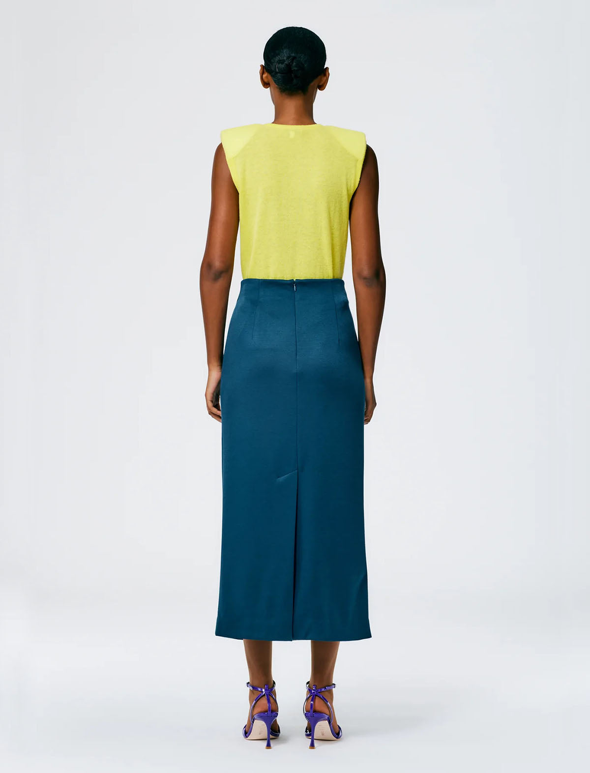 Tibi Structured Knit Pencil Skirt in Azure