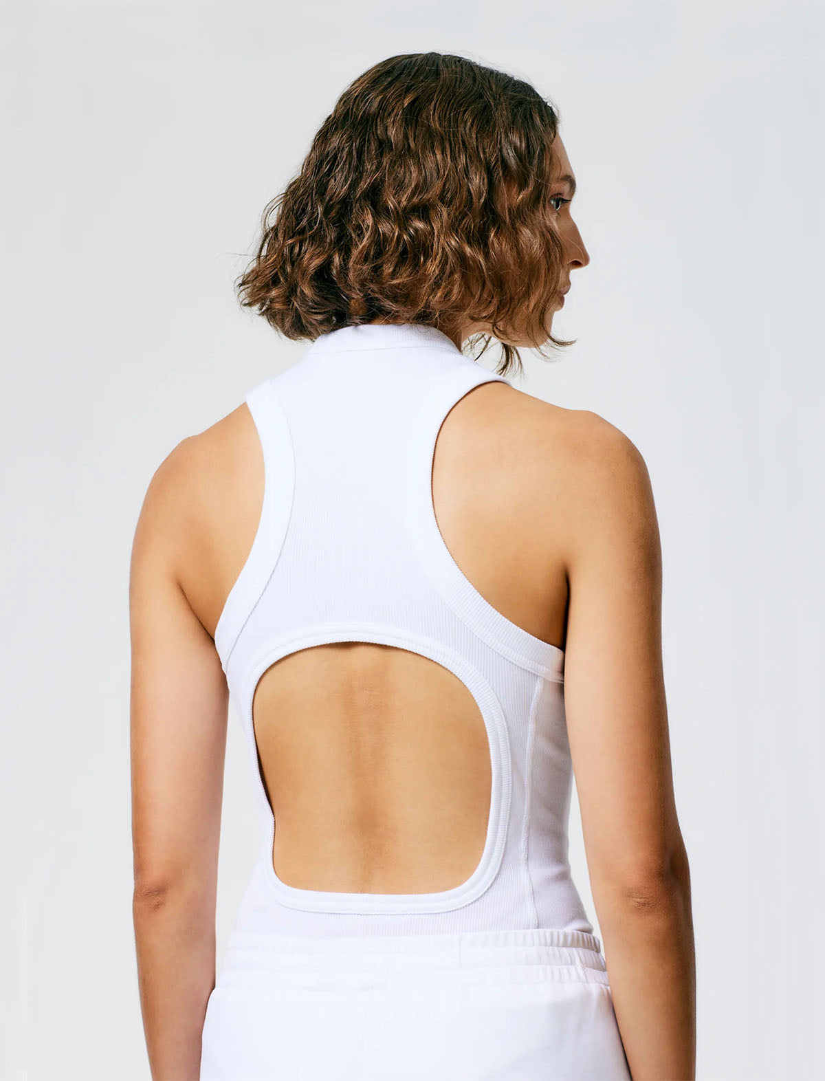 Tibi Ribbed T-Racerback Bodysuit in White