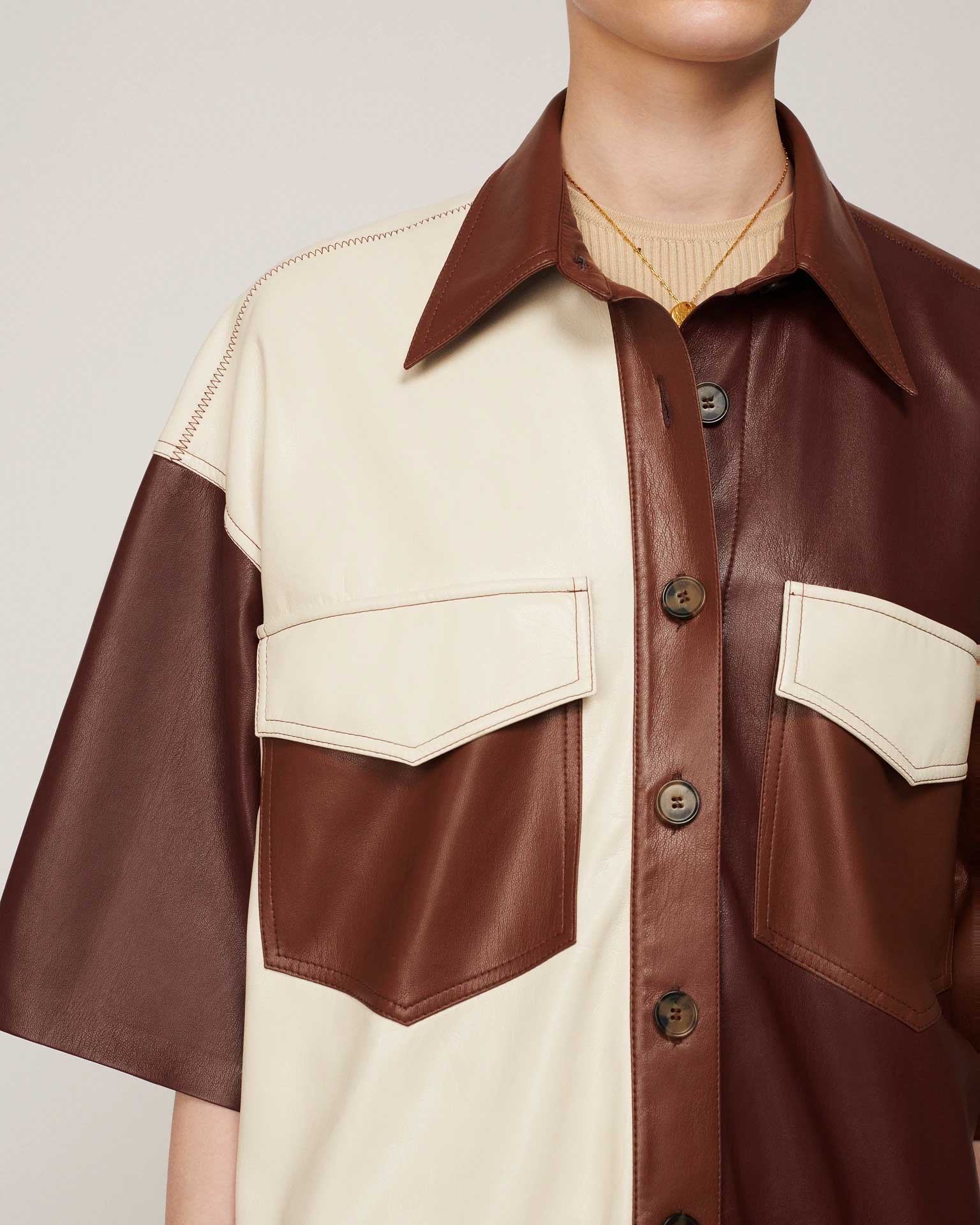 NANUSHKA Roque Shirt In Brown Patch
