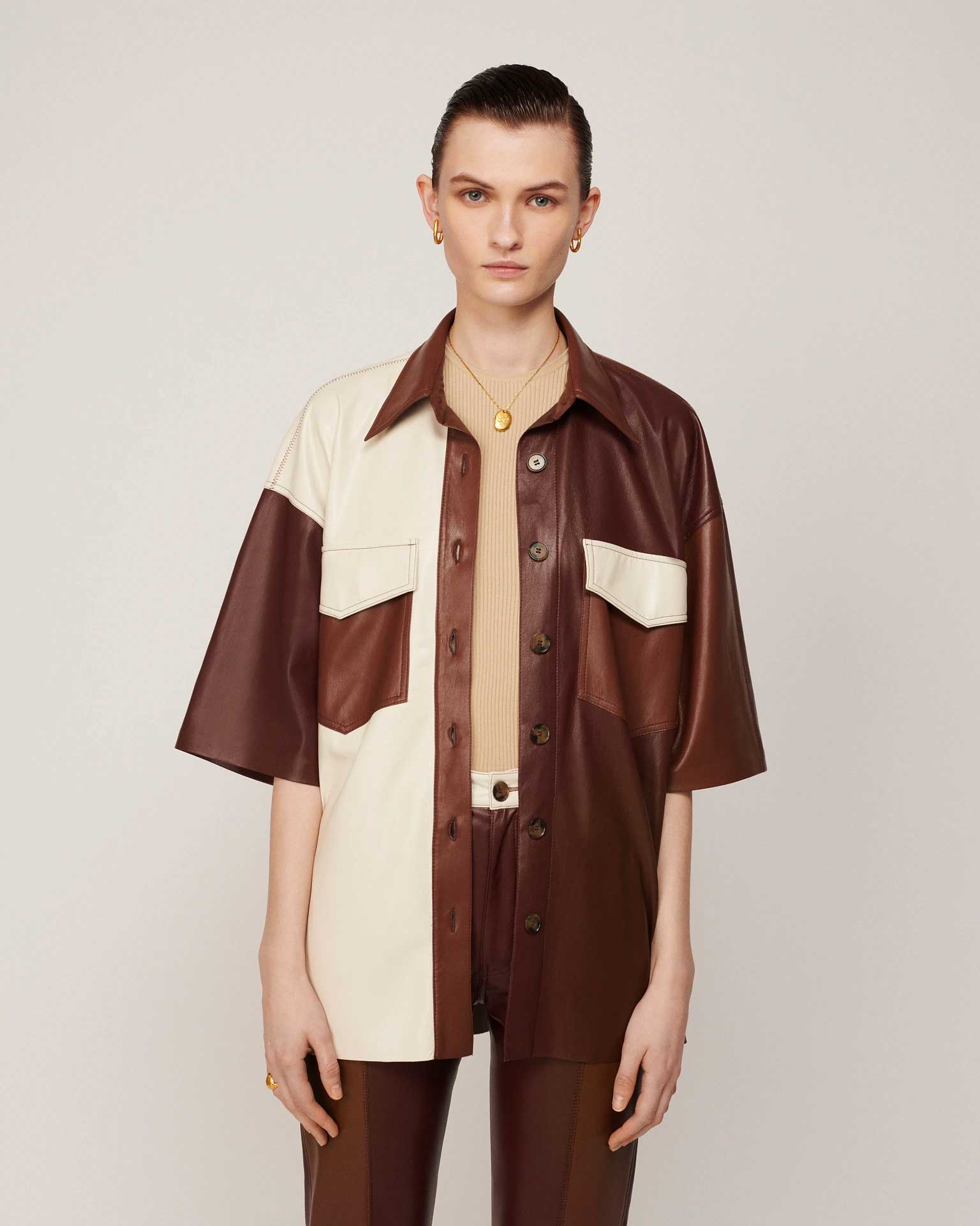 NANUSHKA Roque Shirt In Brown Patch