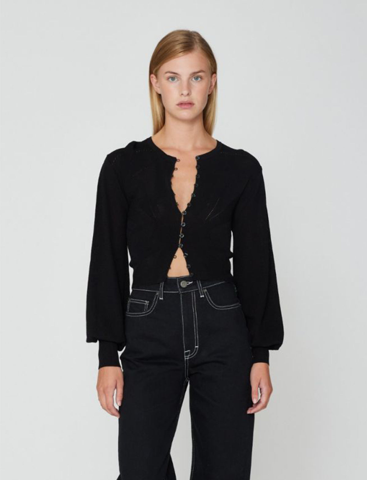 ROTATE Birger Christensen Fatima Knit Cardigan in Black