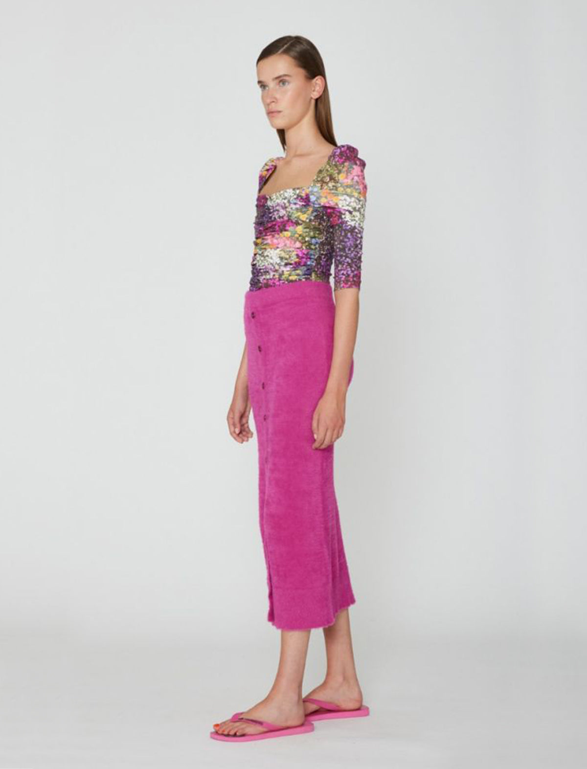 ROTATE Birger Christensen Edith Knit Skirt in Very Berry Pink