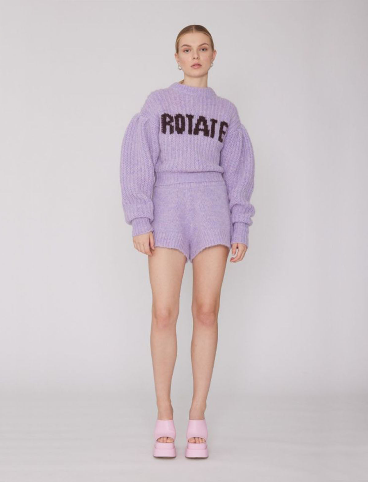 ROTATE Birger Christensen Susanna Knit Shorts In Heirloom Lilac