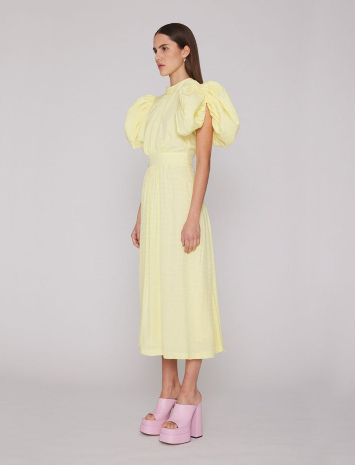 ROTATE Birger Christensen Noon Dress In Elfin Yellow