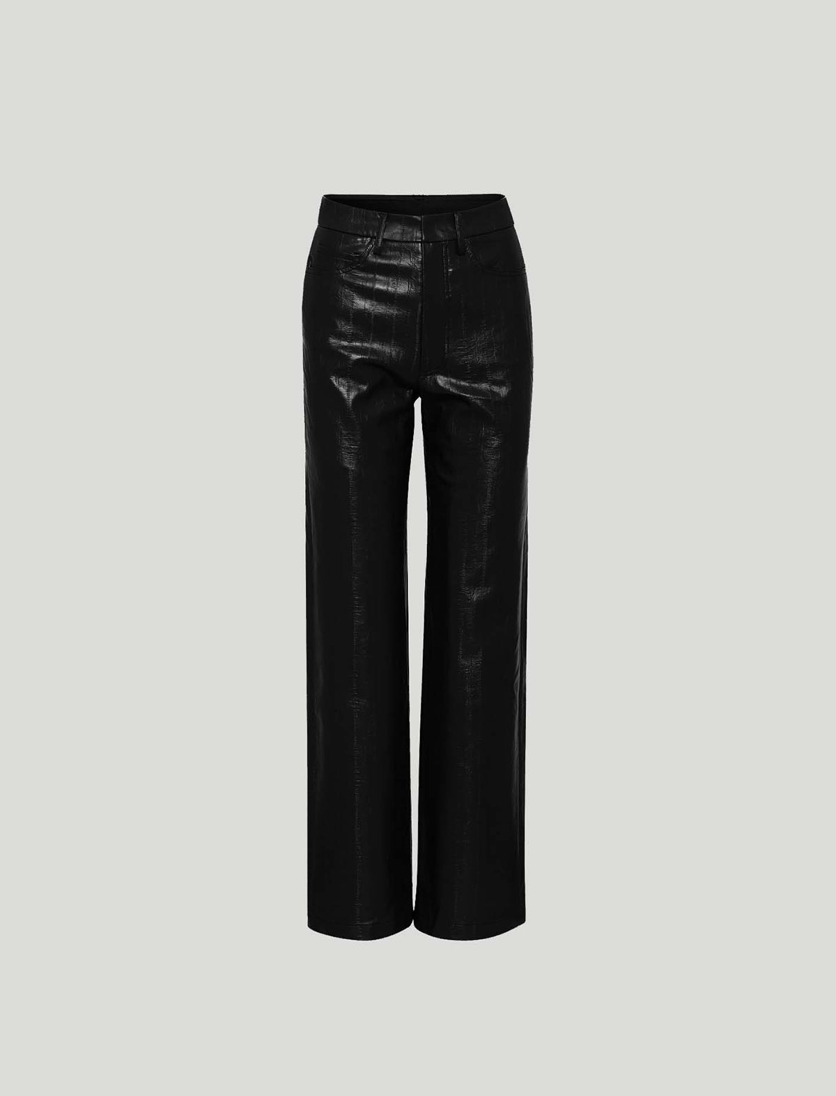 ROTATE Birger Christensen Faux Leather Straight-Legged Pants in Black
