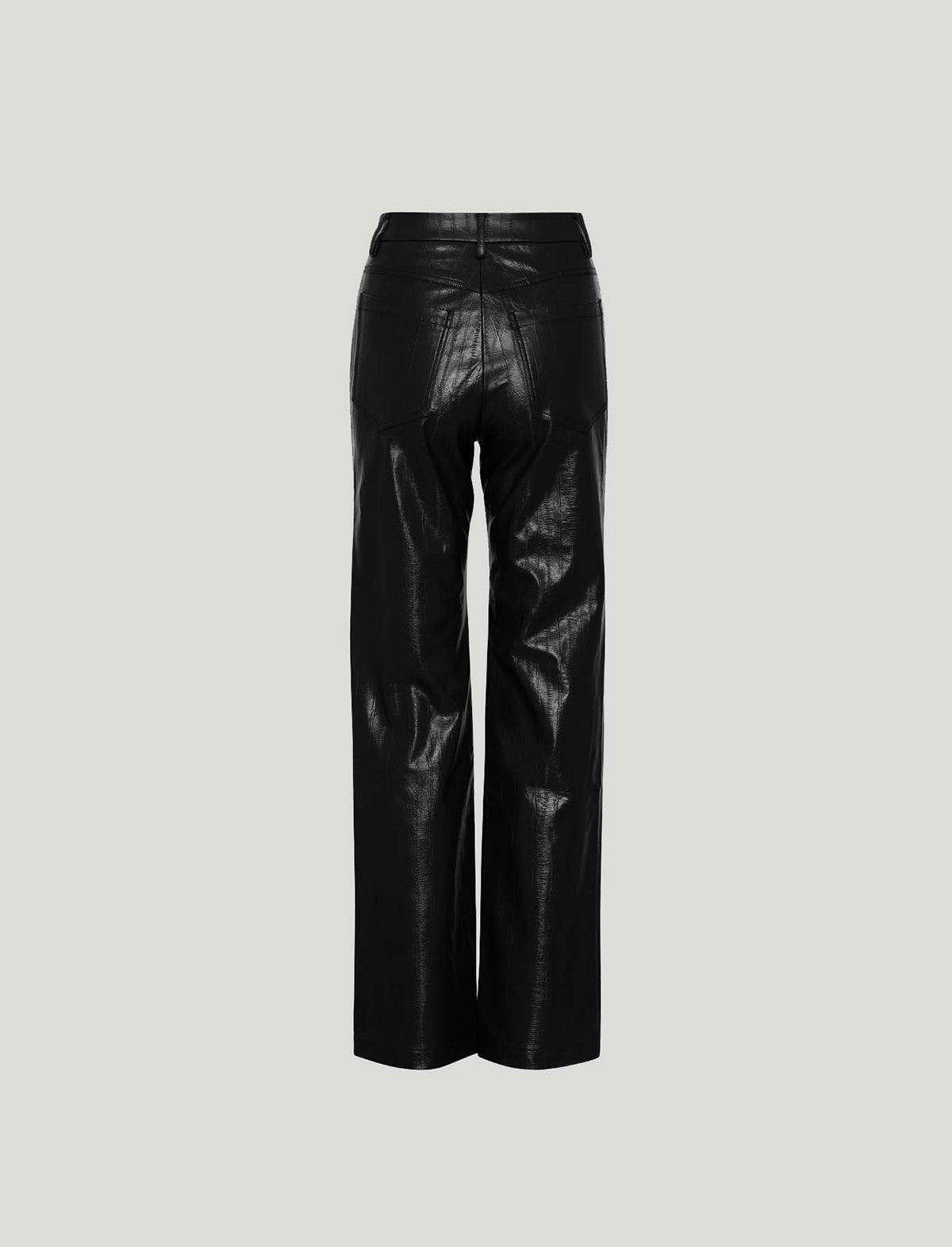 ROTATE Birger Christensen Faux Leather Straight-Legged Pants in Black