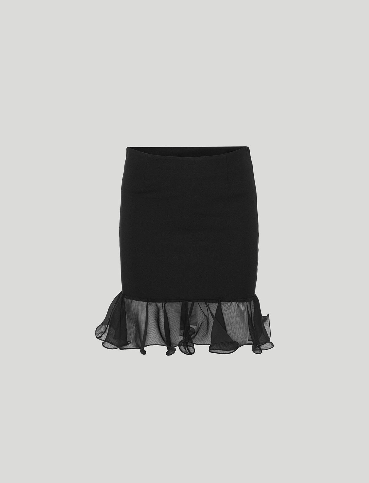ROTATE Birger Christensen Mini Jersey Skirt with Frill in Black