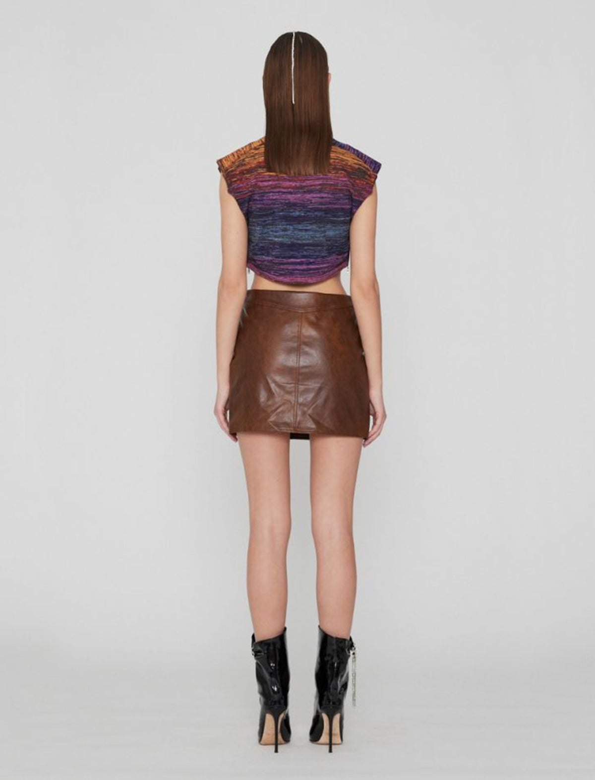 ROTATE Birger Christensen Distressed PU Skirt in Fertile Soil