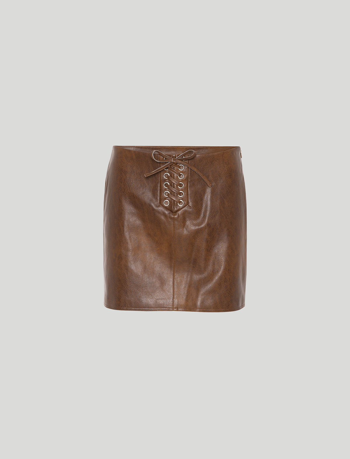 ROTATE Birger Christensen Distressed PU Skirt in Fertile Soil