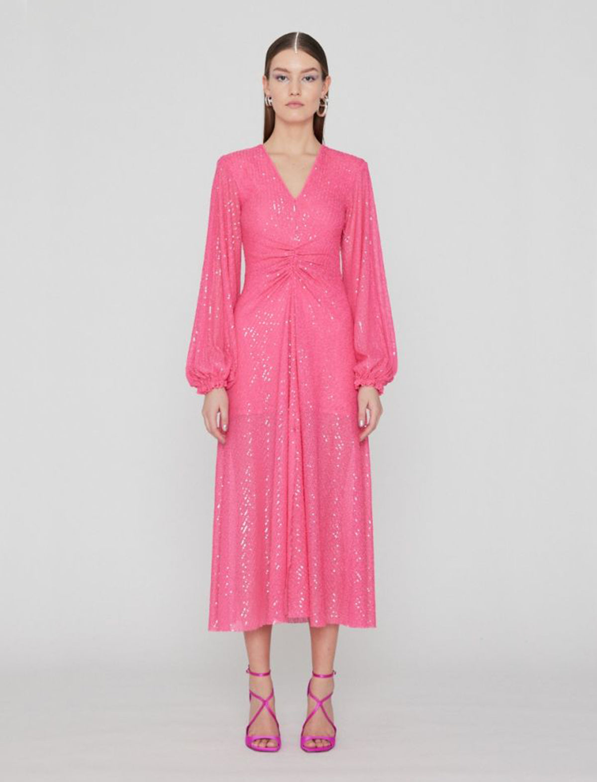 ROTATE Birger Christensen Sirin Sequins Dress in Knockout Pink