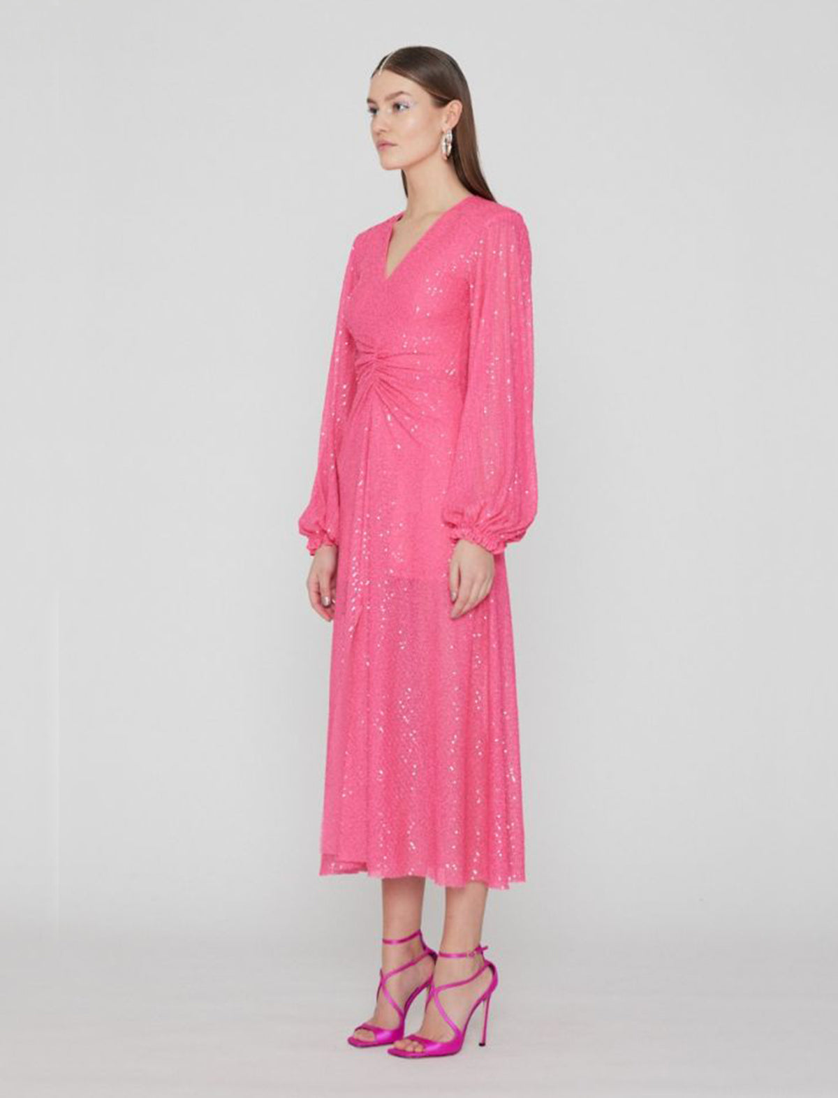 ROTATE Birger Christensen Sirin Sequins Dress in Knockout Pink