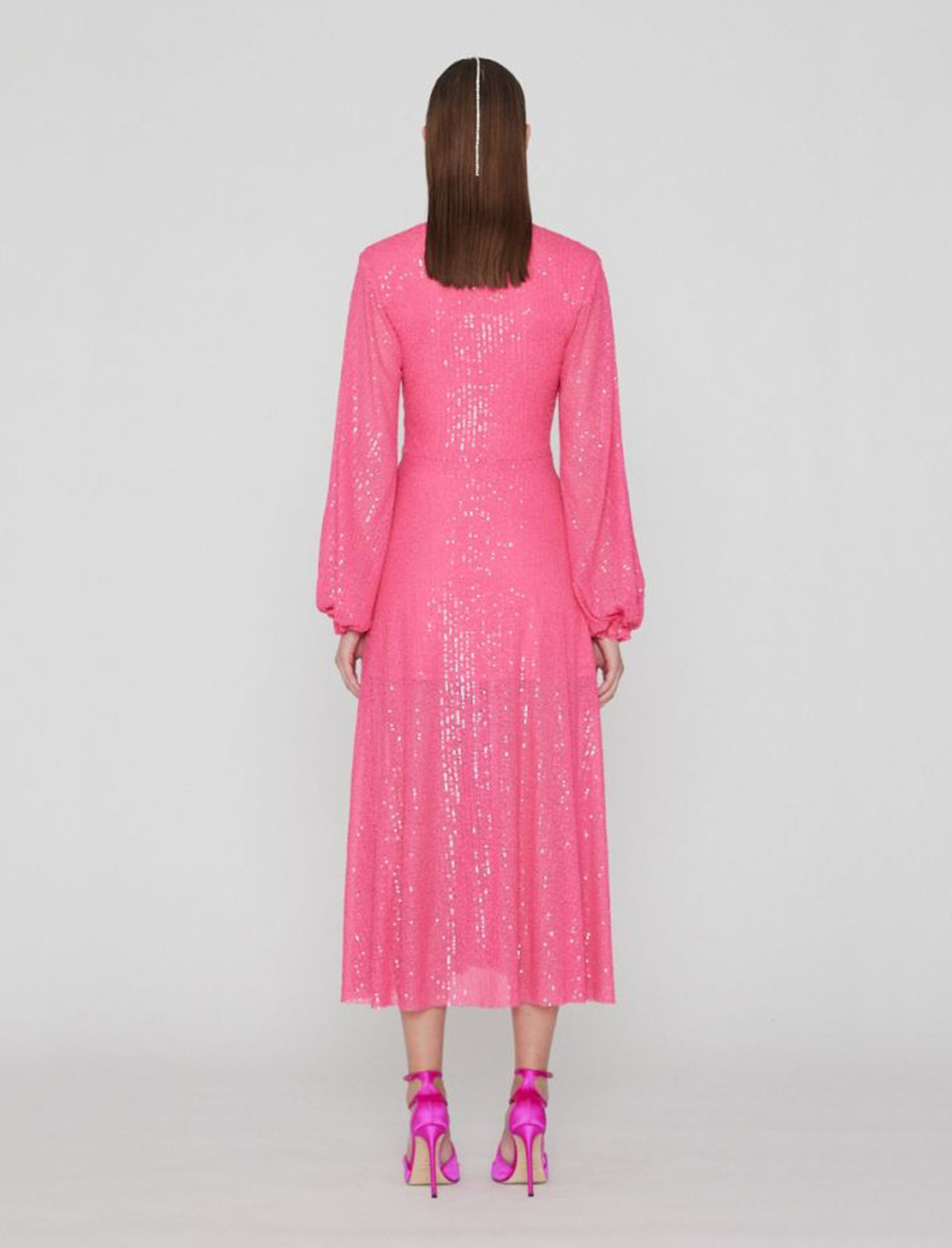 ROTATE Birger Christensen Sirin Sequins Dress in Knockout Pink