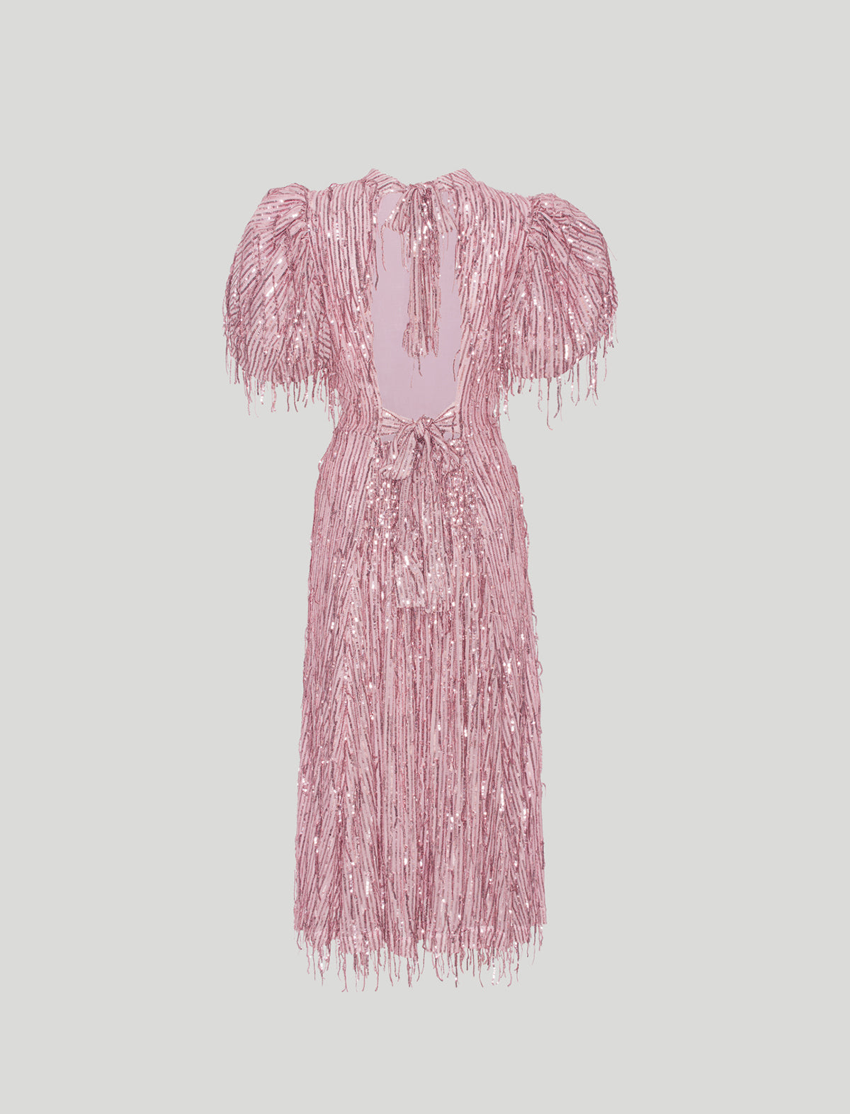 ROTATE ICONS Dawn Sequin Fringed Midi Dress in Blossom