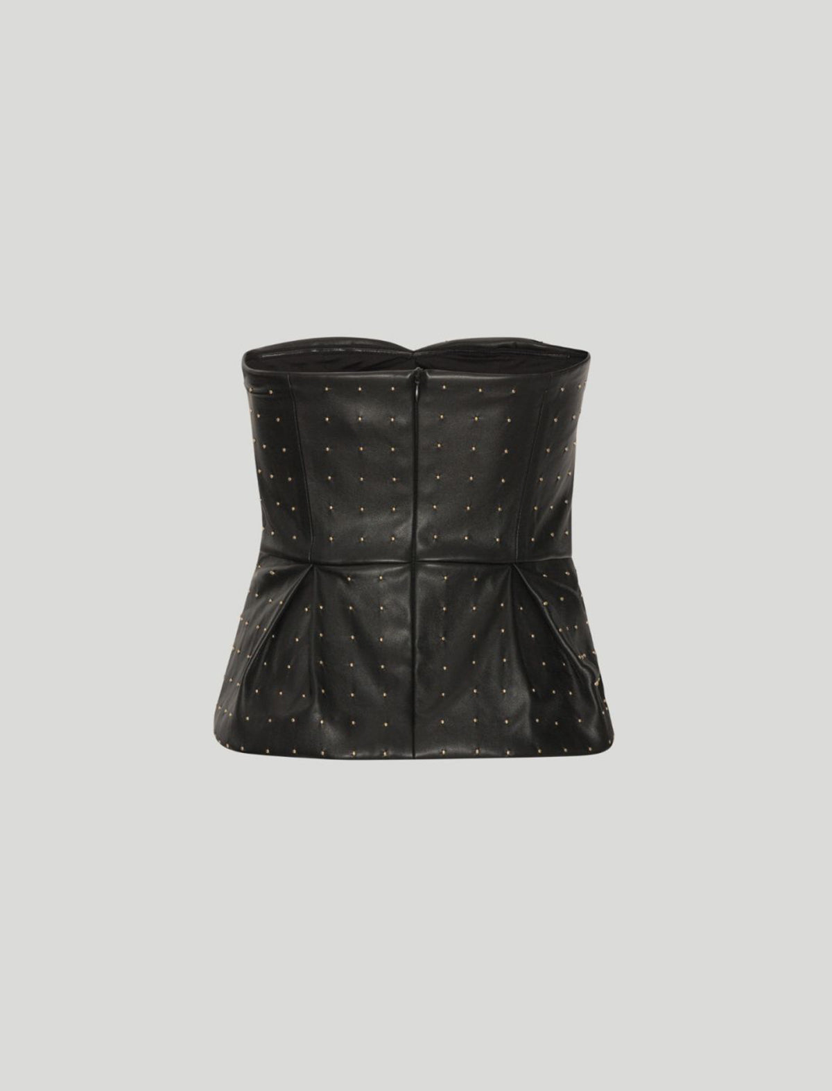 ROTATE Birger Christensen Studded Faux Leather Strapless Top in Black